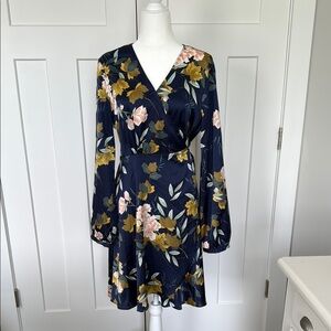 Floral Wrap Dress in Navy by [Brand]